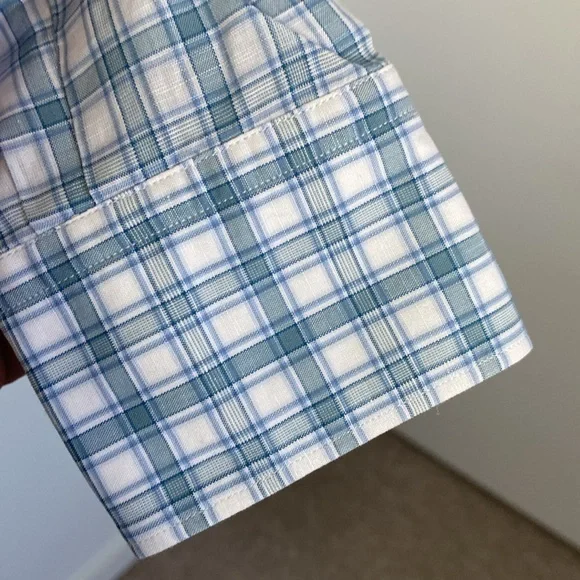 Ermenegildo Zegna Cotton Linen Check Shirt Blue White Small 14.5 - Picture 9 of 13